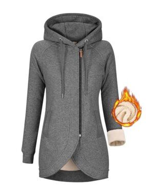 🆕 Womens Zip Up Hoodies Fleece Jackets Oblique Zipper Hoody Sweatshirt Coat
